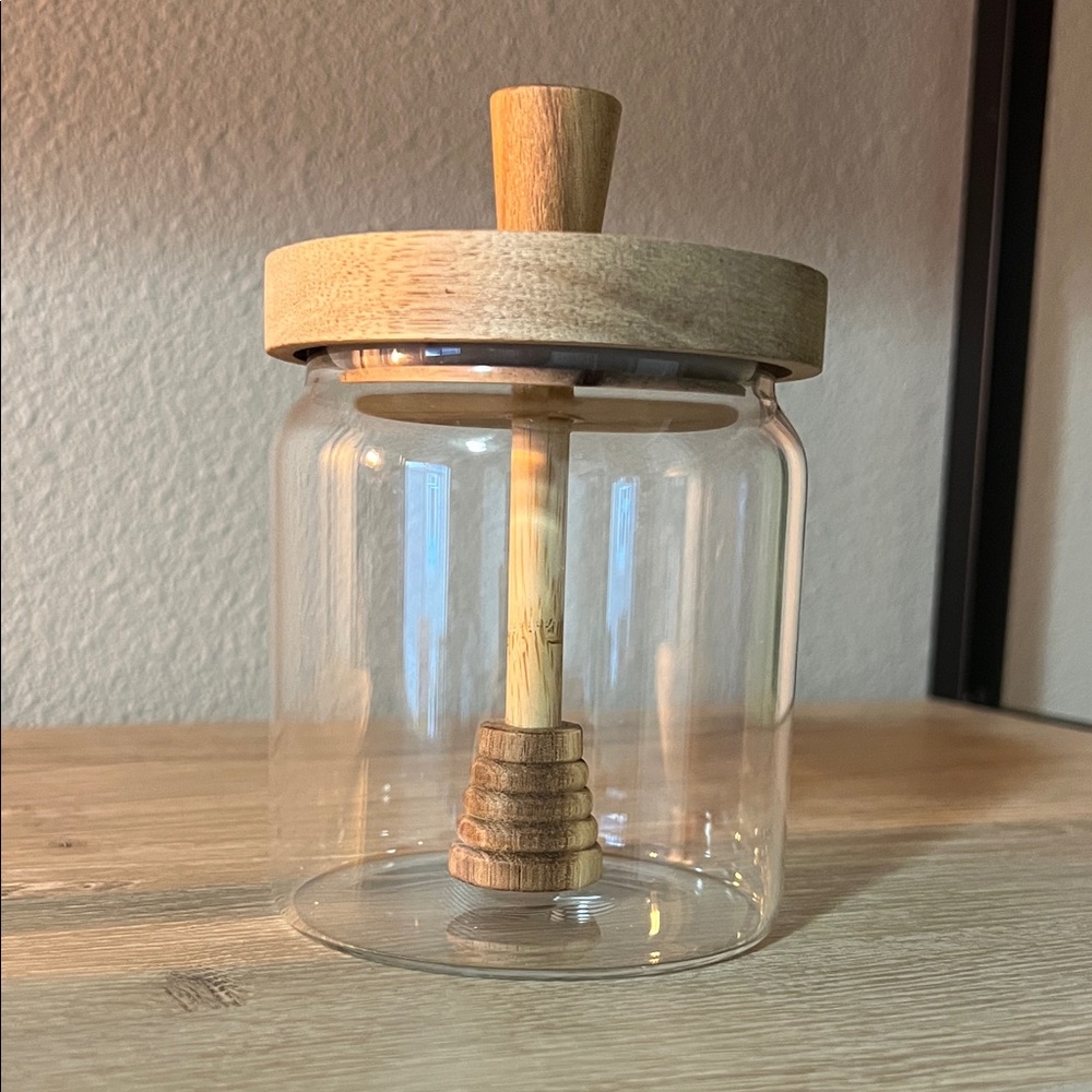 Wooden Lid Glass Honey Jar